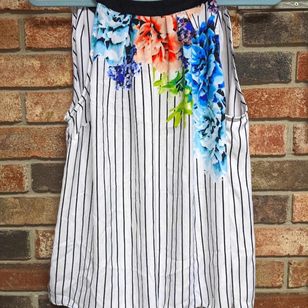 Floral pinstriped blouse